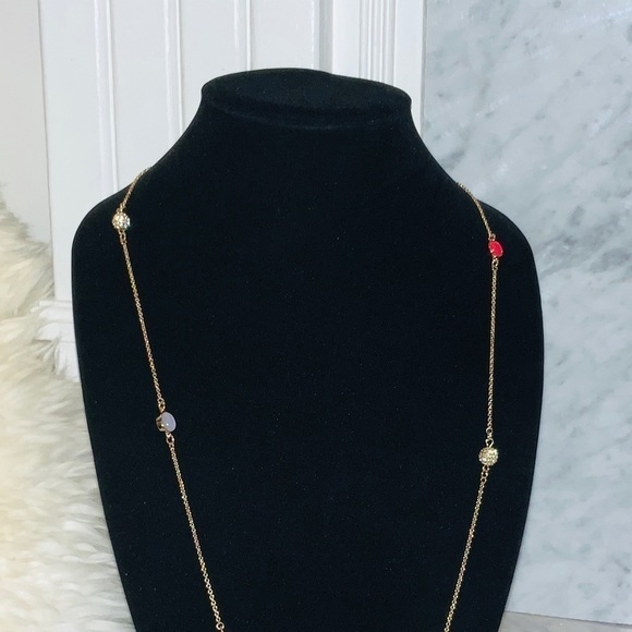 KATE Spade Gold, Coral, White, Rhinestone Necklace - Picture 5 of 7